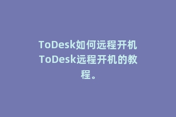 ToDesk如何远程开机ToDesk远程开机的教程。