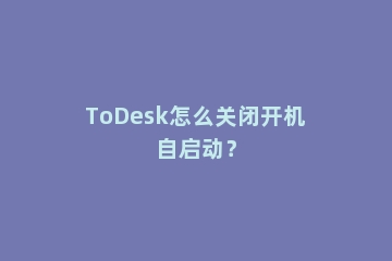 ToDesk怎么关闭开机自启动？