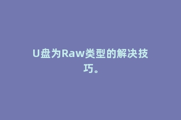 U盘为Raw类型的解决技巧。