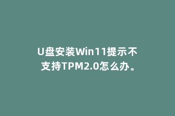 U盘安装Win11提示不支持TPM2.0怎么办。