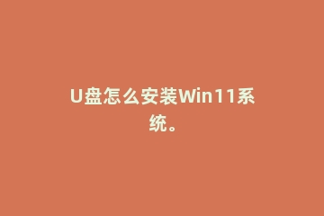 U盘怎么安装Win11系统。