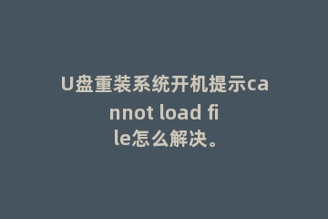 U盘重装系统开机提示cannot load file怎么解决。
