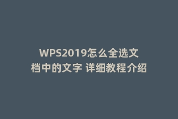 WPS2019怎么全选文档中的文字 详细教程介绍