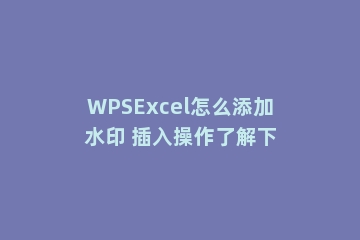 WPSExcel怎么添加水印 插入操作了解下