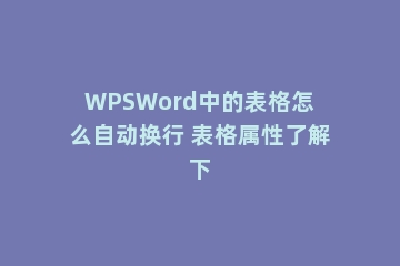 WPSWord中的表格怎么自动换行 表格属性了解下