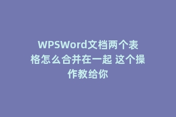 WPSWord文档两个表格怎么合并在一起 这个操作教给你