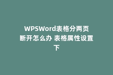 WPSWord表格分两页断开怎么办 表格属性设置下