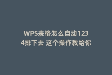 WPS表格怎么自动1234排下去 这个操作教给你