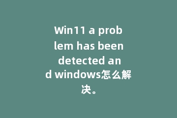Win11 a problem has been detected and windows怎么解决。