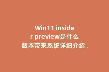 Win11 insider preview是什么版本带来系统详细介绍。
