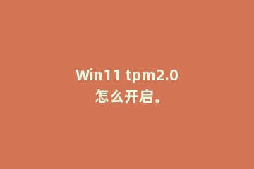 Win11 tpm2.0怎么开启。