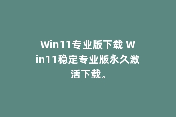 Win11专业版下载 Win11稳定专业版永久激活下载。