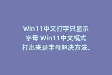Win11中文打字只显示字母 Win11中文模式打出来是字母解决方法。