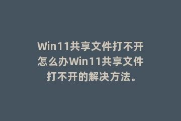 Win11共享文件打不开怎么办Win11共享文件打不开的解决方法。