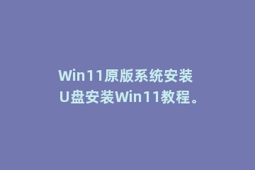 Win11原版系统安装 U盘安装Win11教程。