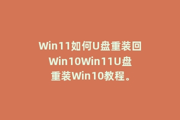 Win11如何U盘重装回Win10Win11U盘重装Win10教程。