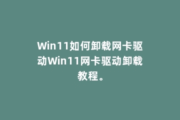 Win11如何卸载网卡驱动Win11网卡驱动卸载教程。