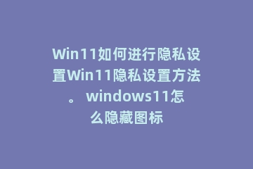 Win11如何进行隐私设置Win11隐私设置方法。 windows11怎么隐藏图标