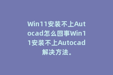 Win11安装不上Autocad怎么回事Win11安装不上Autocad解决方法。