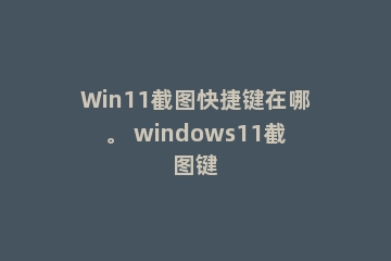 Win11截图快捷键在哪。 windows11截图键