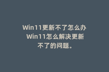 Win11更新不了怎么办 Win11怎么解决更新不了的问题。