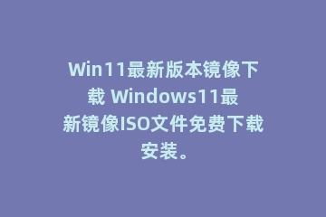 Win11最新版本镜像下载 Windows11最新镜像ISO文件免费下载安装。