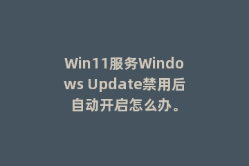 Win11服务Windows Update禁用后自动开启怎么办。