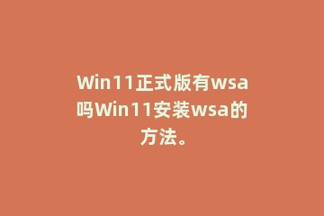 Win11正式版有wsa吗Win11安装wsa的方法。