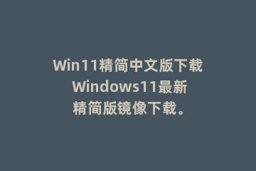 Win11精简中文版下载 Windows11最新精简版镜像下载。