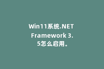 Win11系统.NET Framework 3.5怎么启用。