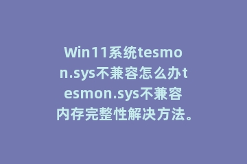 Win11系统tesmon.sys不兼容怎么办tesmon.sys不兼容内存完整性解决方法。