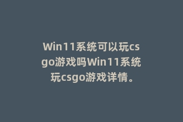 Win11系统可以玩csgo游戏吗Win11系统玩csgo游戏详情。