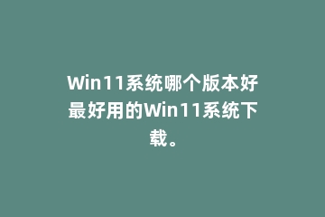 Win11系统哪个版本好最好用的Win11系统下载。