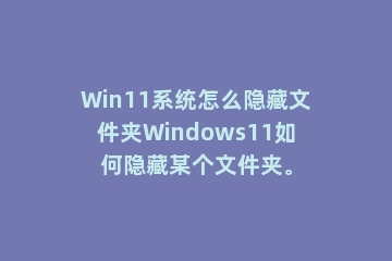 Win11系统怎么隐藏文件夹Windows11如何隐藏某个文件夹。