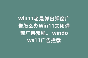 Win11老是弹出弹窗广告怎么办Win11关闭弹窗广告教程。 windows11广告拦截