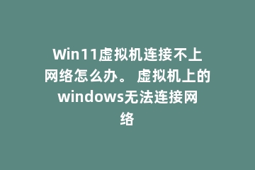 Win11虚拟机连接不上网络怎么办。 虚拟机上的windows无法连接网络