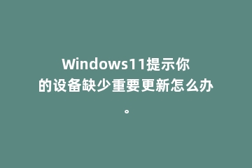Windows11提示你的设备缺少重要更新怎么办。