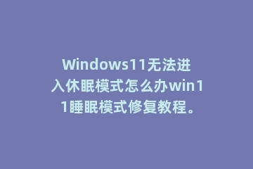 Windows11无法进入休眠模式怎么办win11睡眠模式修复教程。