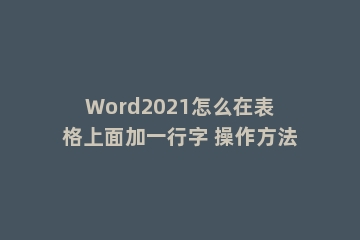 Word2021怎么在表格上面加一行字 操作方法
