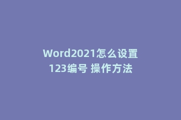Word2021怎么设置123编号 操作方法