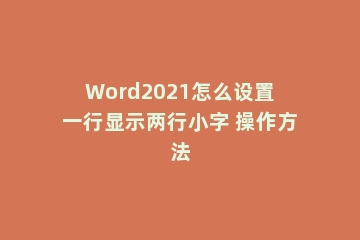 Word2021怎么设置一行显示两行小字 操作方法