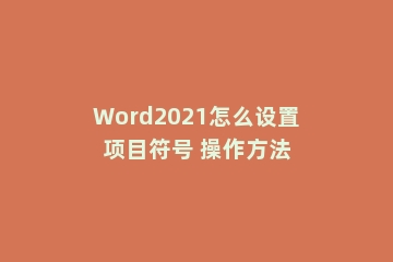 Word2021怎么设置项目符号 操作方法