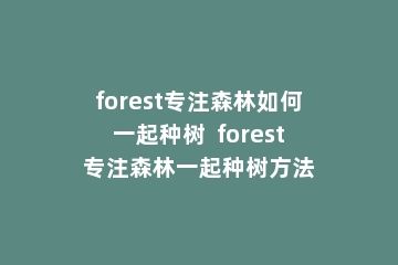 forest专注森林如何一起种树  forest专注森林一起种树方法