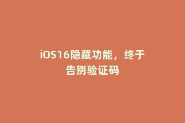 iOS16隐藏功能，终于告别验证码