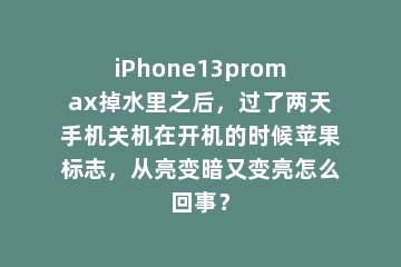 iPhone13promax掉水里之后，过了两天手机关机在开机的时候苹果标志，从亮变暗又变亮怎么回事？