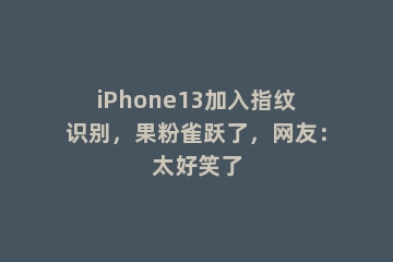 iPhone13加入指纹识别，果粉雀跃了，网友：太好笑了