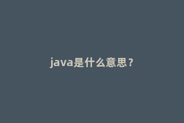 java是什么意思？