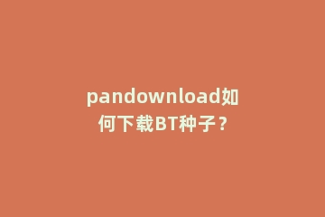 pandownload如何下载BT种子？