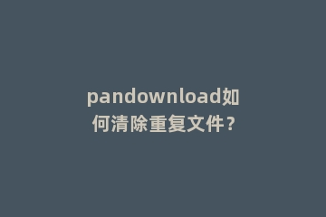 pandownload如何清除重复文件？