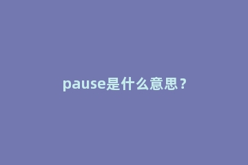 pause是什么意思？